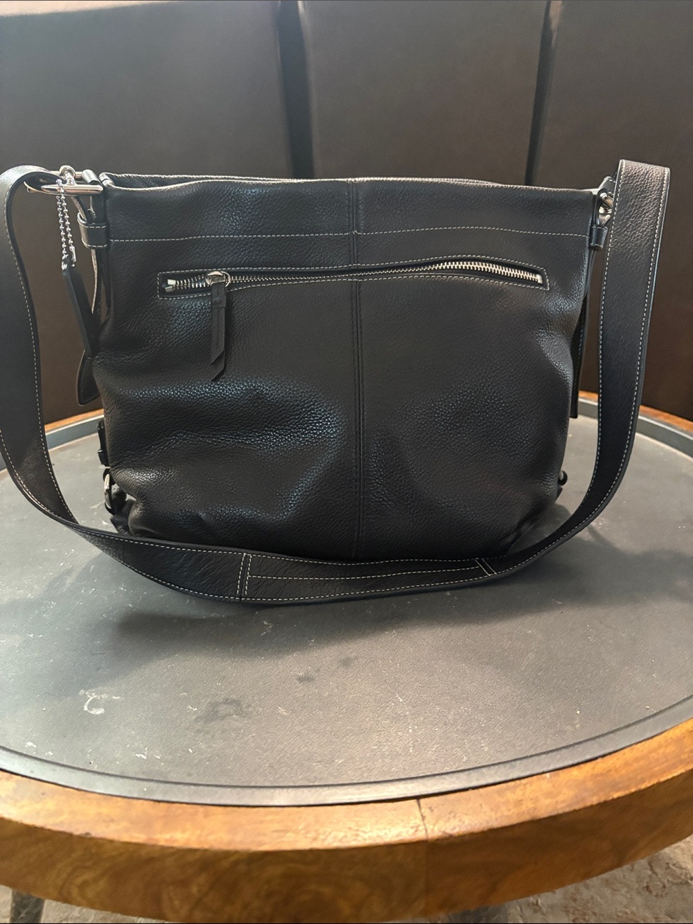 COACH Y2K Hamptons Coach Black Leather Crossbody Shoulder Bag